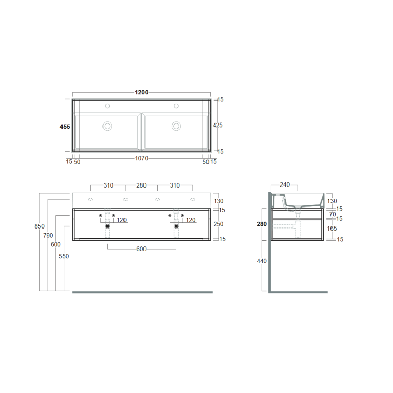 SIMAS AGILE Структура металлическая 121x46xh28 см, подвесная, для раковины AG121, с 1 полкой, цвет черный матовый