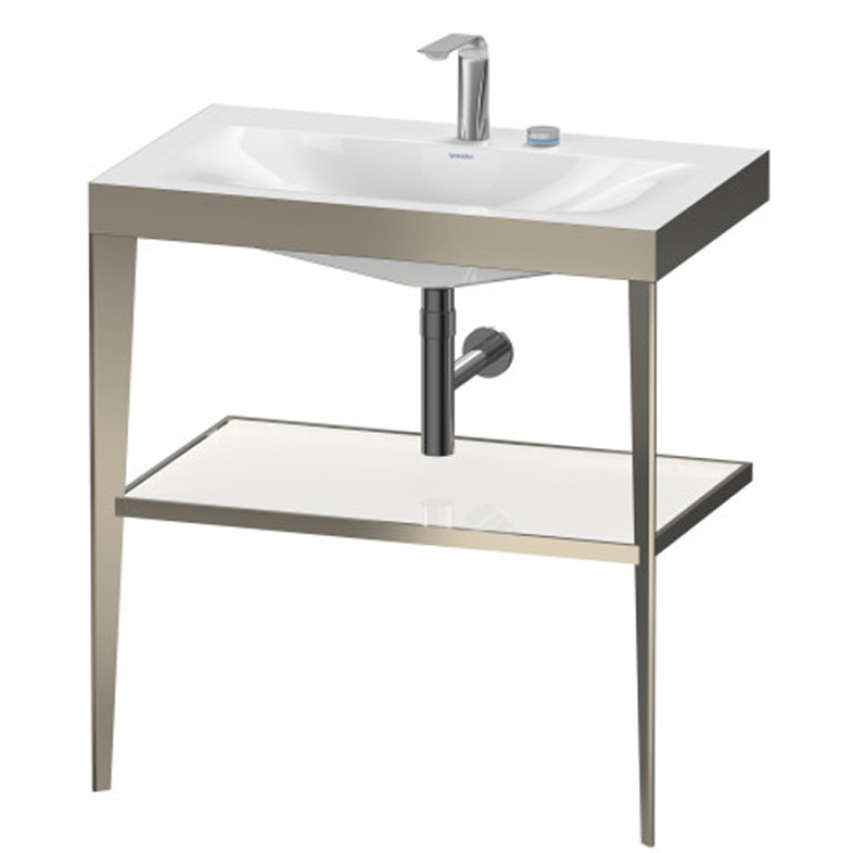 Duravit XViu Консоль напольная, 850x800x480мм с полкой, с раковиной без перелива, 2 отв., цвет: champagne matt/white  high gloss lacquer