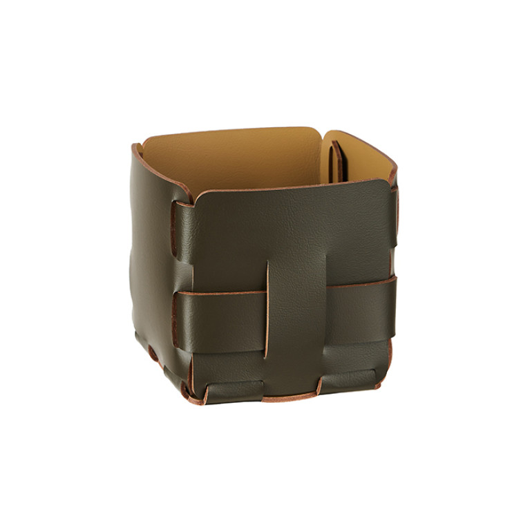 ADJ Корзинка Mini Bottega, 12x12xH13 см., цвет: оливковый/горчичный