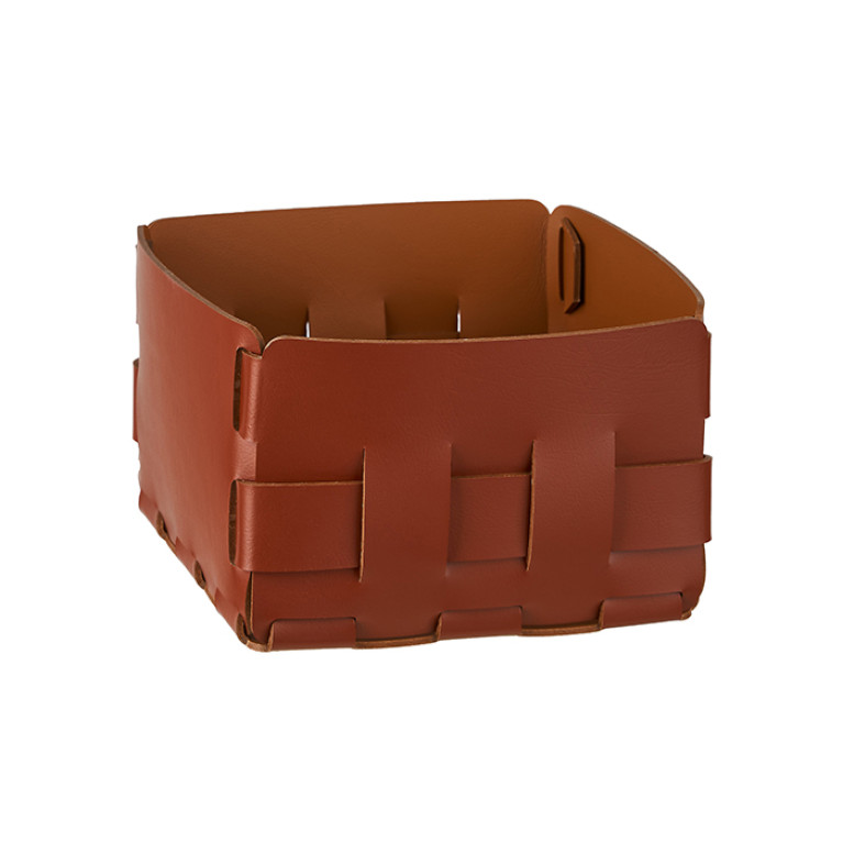 ADJ Корзинка Mini Bottega, 19x19xH13 см., цвет: бордо/коньяк