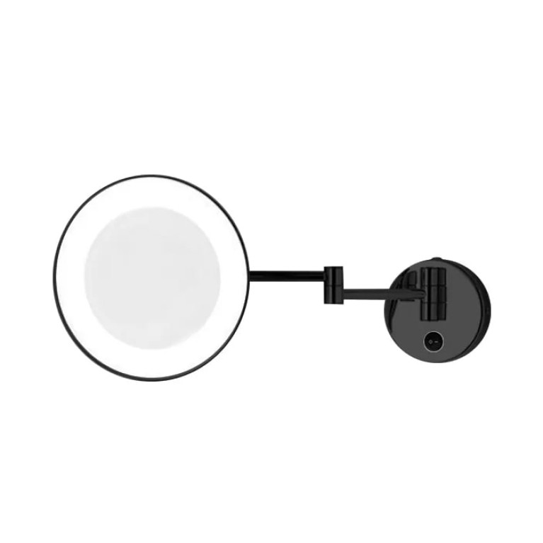 Bertocci Зеркала косметические Косметическое настенное круглое зеркало с LED-подсветкой,выключ.,3кратное увелич,цвет черный матовый