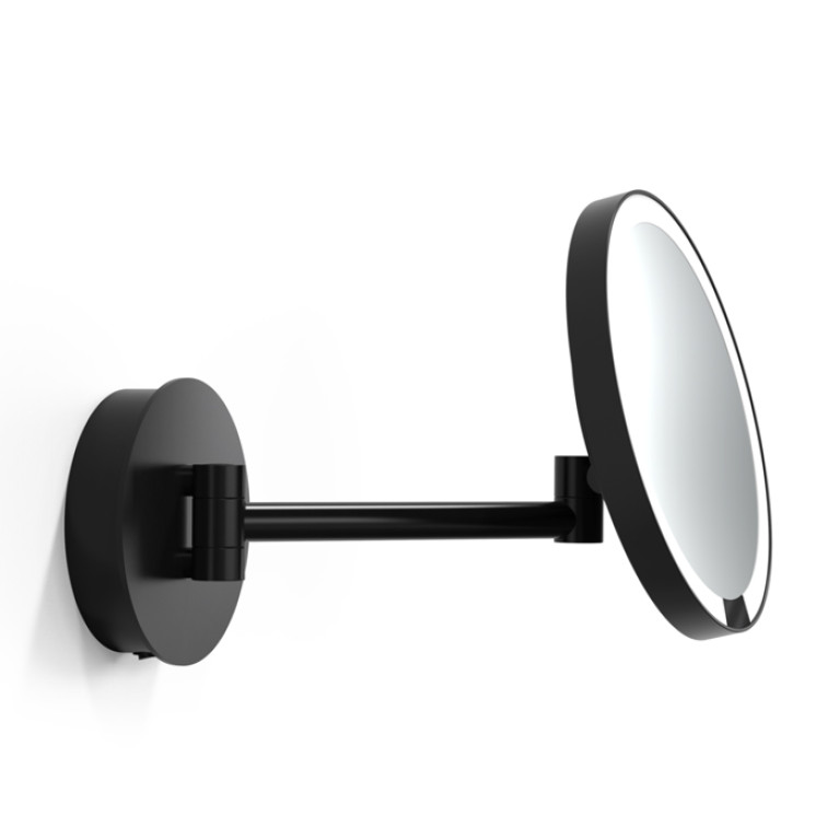 Decor Walther JUST LOOK PLUS WD 5X   Косметическое зеркало 21.5см, подвесное, увел. 5x, подсветка LED, цвет: черный матовый, Прямое соединение