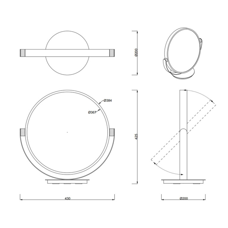 Decor Walther Club Vanity Косметическое зеркало 43см, настольное, увел. 5x, цвет: золото матовое