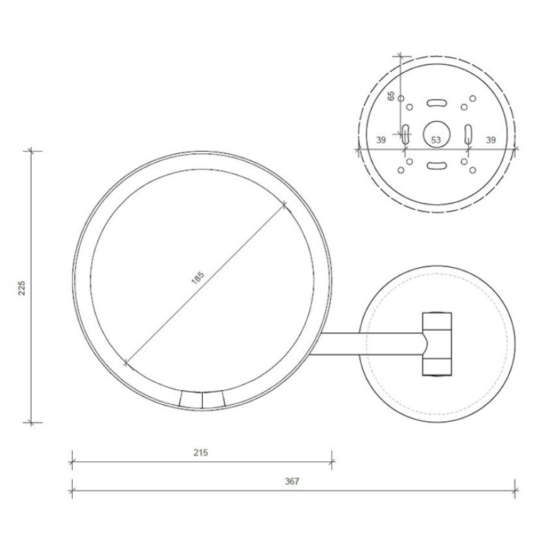 Decor Walther Round Just Look WR Косметическое зеркало 21.5см на аккумуляторе, подвесное, увел. 5x, подсветка LED, цвет: белый матовый