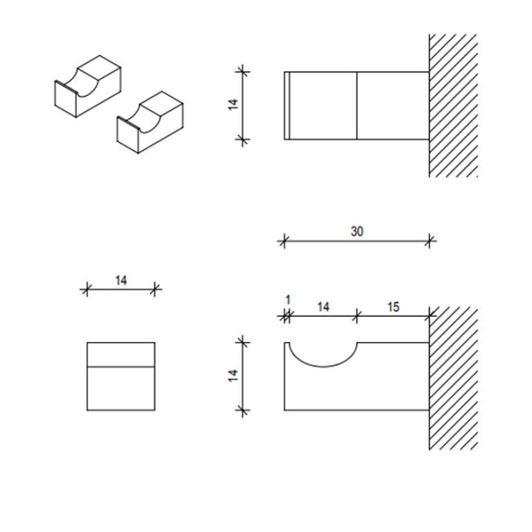 Decor Walther Corner HAK1 Набор крючков 2 шт., цвет: золото