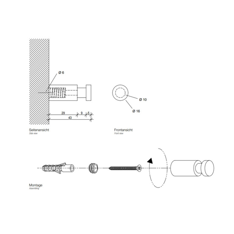 Decor Walther Basic WH 1 Крючок, цвет: хром