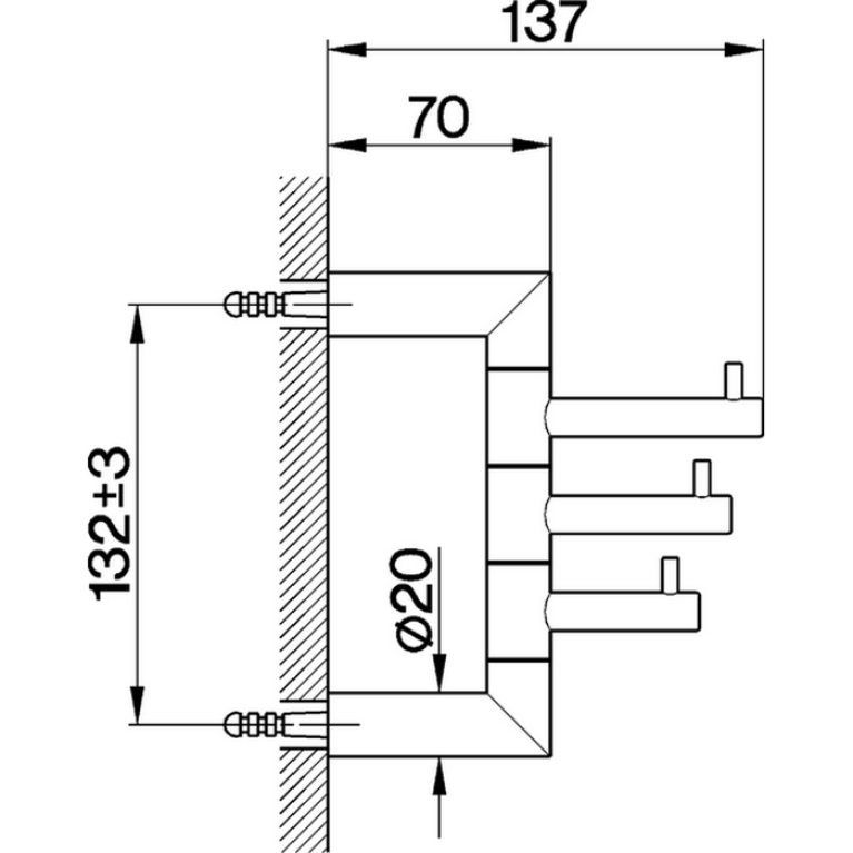 CISAL System Крючок тройной, цвет хром