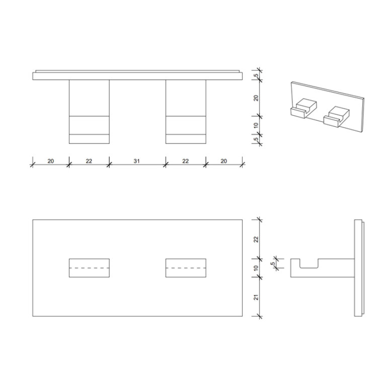 Decor Walther Brick KHAK2 Крючок самоклеящийся двойной, цвет: хром