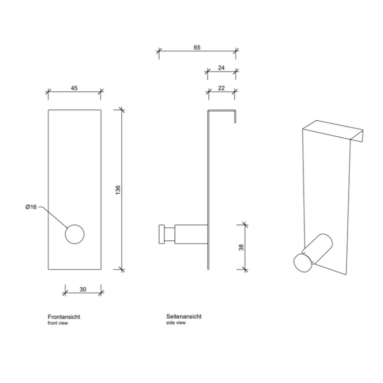 Decor Walther Basic THL 1 Крючок, цвет: хром