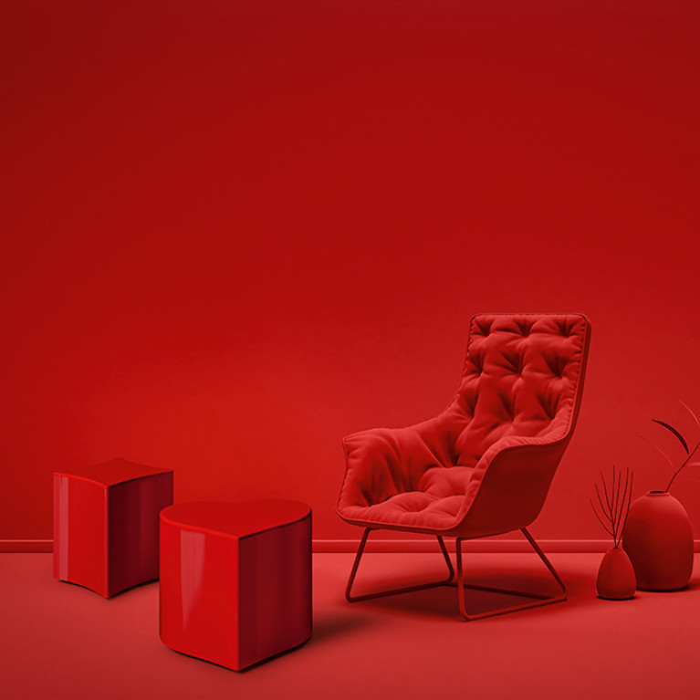 Kerasan Artwork Столик декоративный на стальной основе QUADRI, 55х45х41 см, цвет красный глянцевый