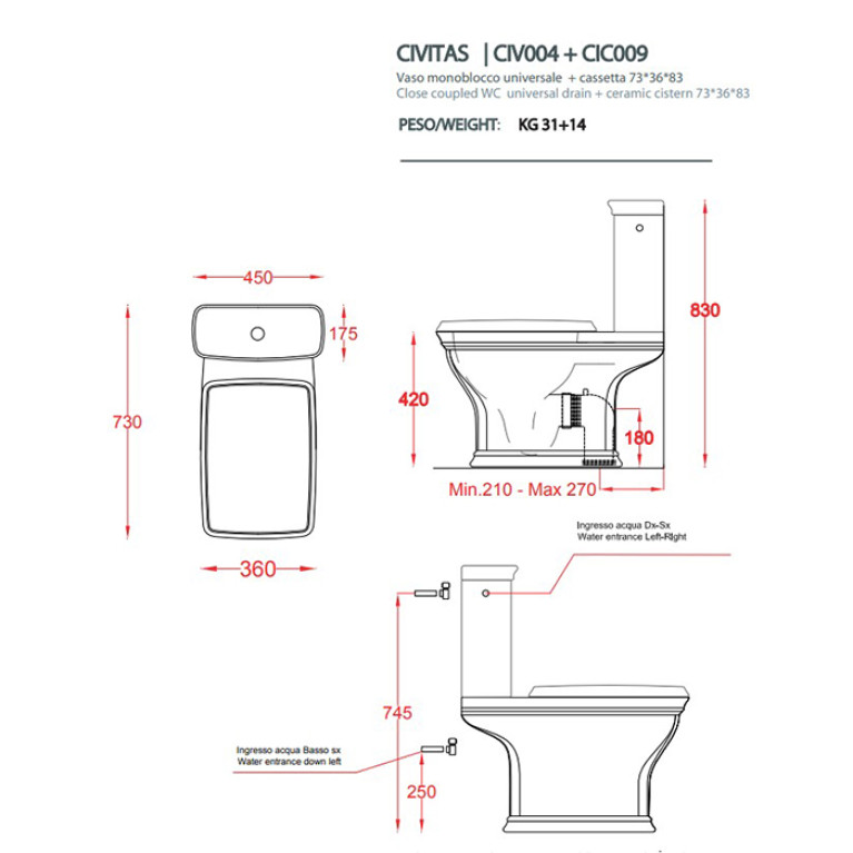 Artceram HERMITAGE/CIVITAS Механизм двойного слива , цвет кнопки хром (для бачков HEC001, CIC09) (С нашего скл продаем с бачком CIC09)