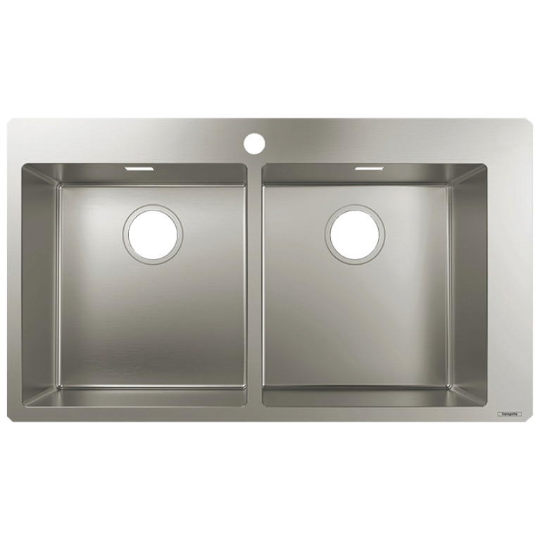 HG SilicaTec  S711-F765 Кухонная мойка  50х86,5х19 см, 2 чаши, цвет: под сталь