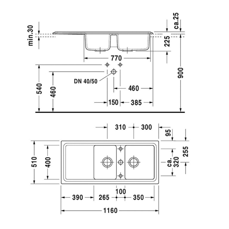 Duravit Cassia Кухонная мойка Cassia 80 1160x510, серая (Спец.цена из наличия)