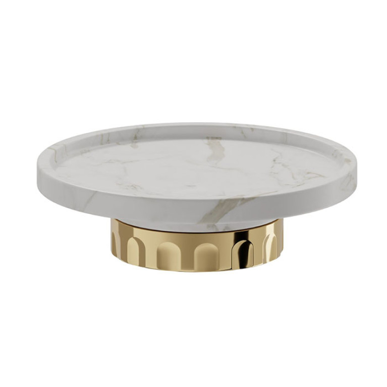 Newform Ionika allure accessori Настольная мыльница  WHITE MARBLE, цвет: PVD glossy gold