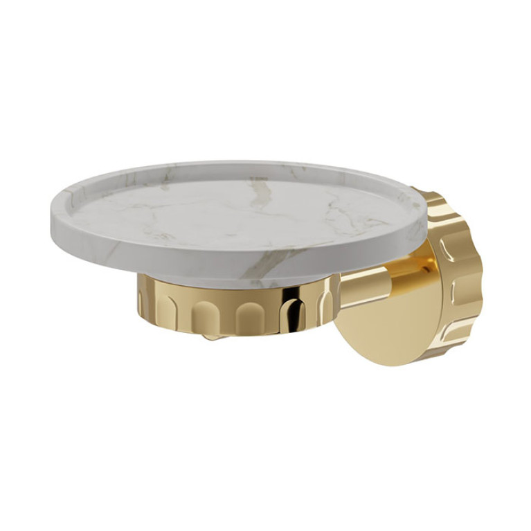 Newform Ionika allure accessori Мыльница подвесная  WHITE MARBLE, цвет: PVD glossy gold