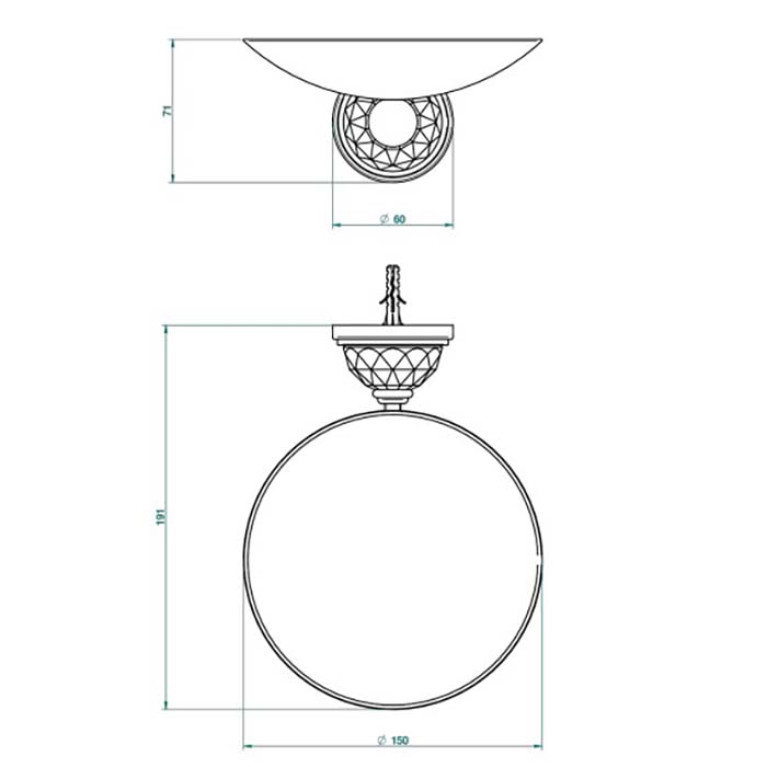THG MANDARINE CRISTALLIA DIAMANT Мыльница металлическая &oslash;150 мм., подвесная, цвет полированное золото