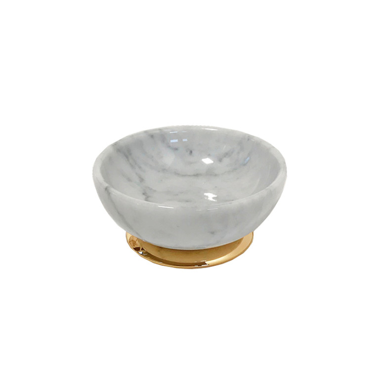 3SC Elegance MARMO Мыльница настольная, цвет: мрамор bianco carrara/золото 24к. Lucido