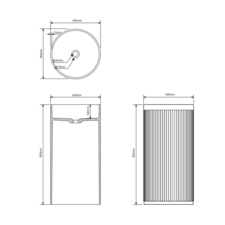 DEA DESIGN Раковина напольная 450х450хh900 мм, цвет grey (НЕ ПРОИЗВОДИТСЯ!)