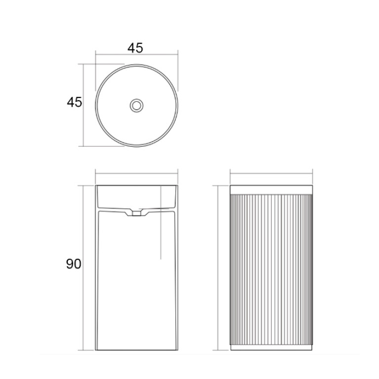 DEA DESIGN Washbasins Раковина напольная 45x45xh90 см, материал: Solid Surface искуственный камень, цвет: Black №16