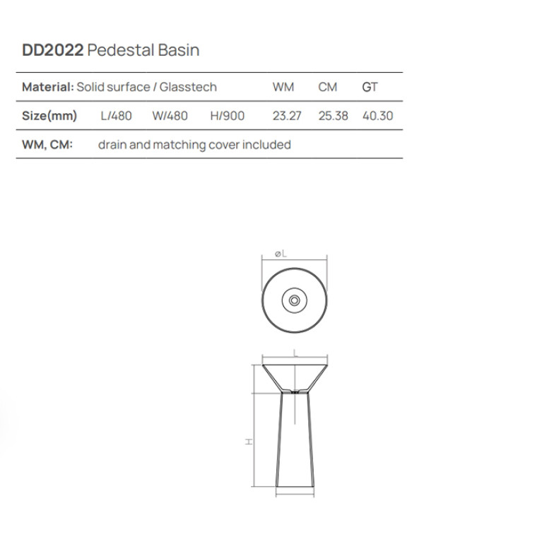 DEA DESIGN Pedestal Basin Раковина напольная d480хh900 мм, цвет brown copper