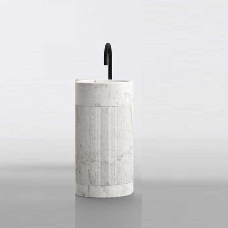 NOORTH milldue edition ROMA Раковина напольная &Oslash;450х880 мм., без перел, с дон клап, цоколь Bianco Carrara, корпус Bianco Carrara, раков Bianco Carrara