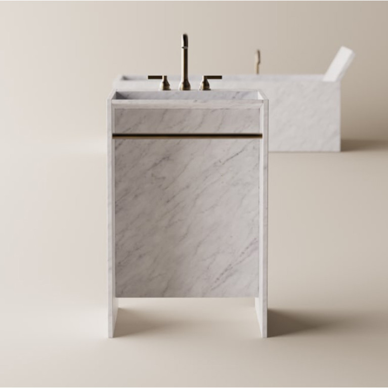 AGAPE FACE A FACE Раковина 600х500х900 мм., отдельностоящая, с сифоном, полотенцедержатель белый, мрамор Bianco Carrara