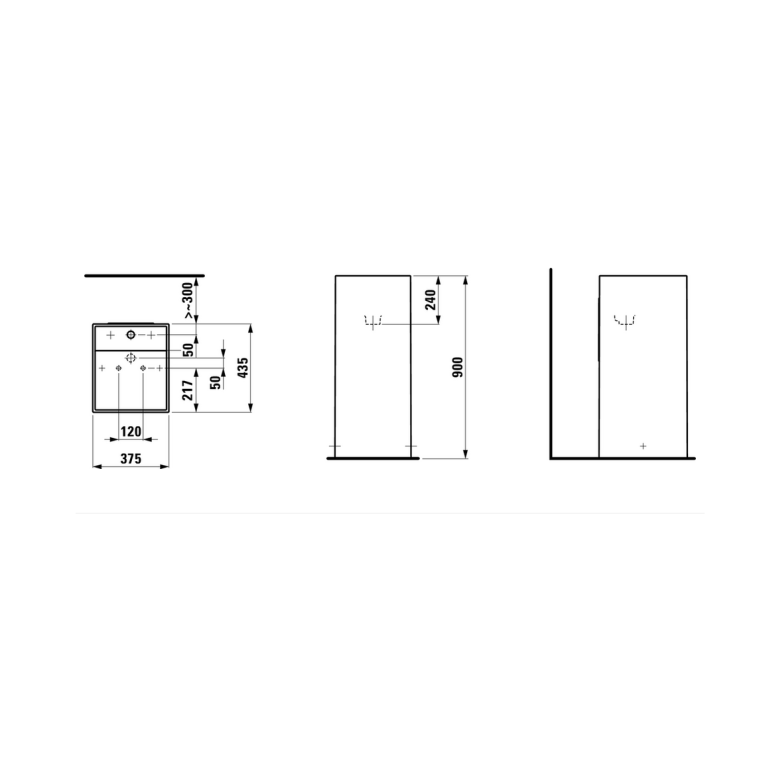 Laufen Kartell Свободност раковина 375х435х900мм без перелива, с 1 отв. под смеситель, цвет: с черными линиями