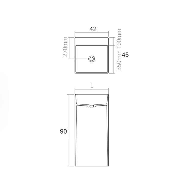 DEA DESIGN Washbasins Раковина напольная 42x45xh90 см, материал: Solid Surface искуственный камень, цвет: White №18