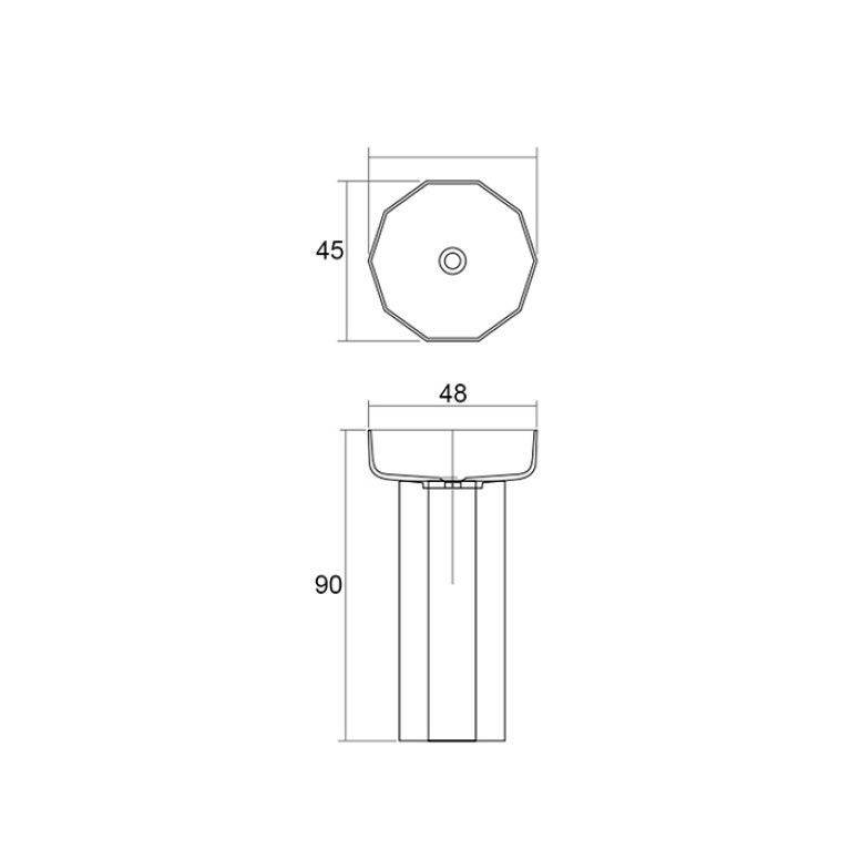 DEA DESIGN Pedestal Basin Раковина напольная 480х456хh900 мм, слив в пол, цвет smoky black