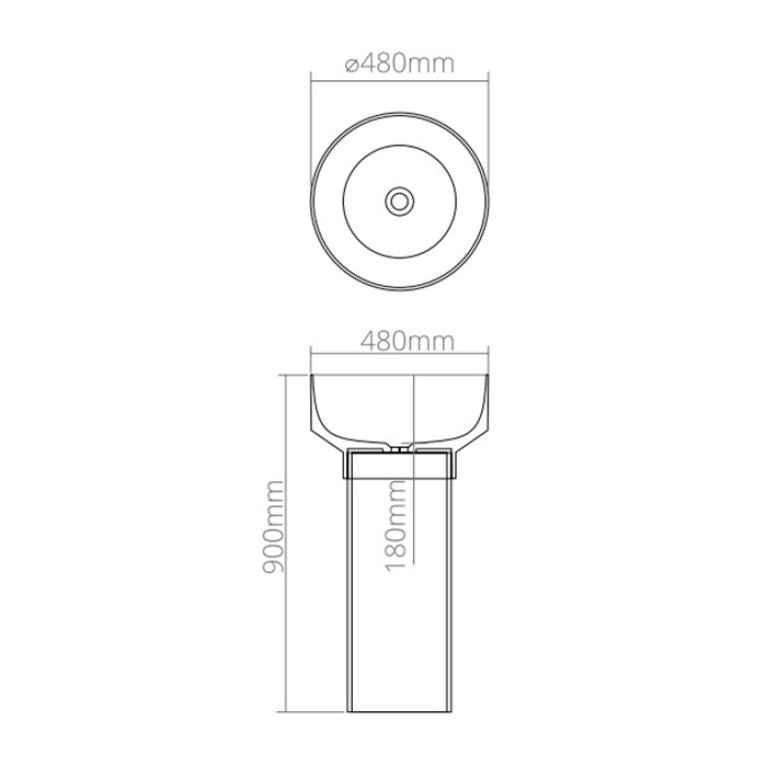 DEA DESIGN Washbasins Раковина напольная 48x48xh90 см, материал: Solid Surface искуственный камень, цвет: White №18