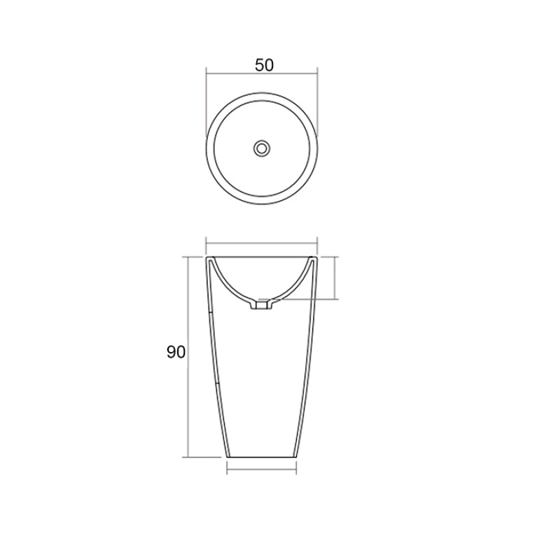 DEA DESIGN Washbasins Раковина напольная 50x50xh90 см, материал: Solid Surface искуственный камень, цвет: White №18