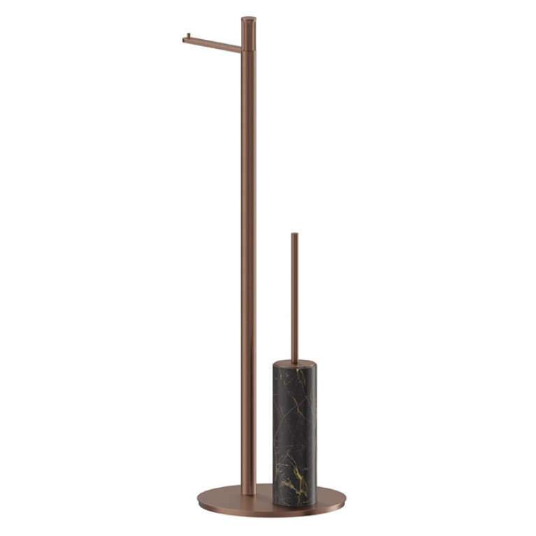 Newform Ionika supreme accessori Напольная стойка с держателем т/б и ершиком  BLACK MARBLE, цвет: PVD brushed copper bronze