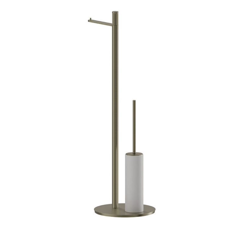 Newform Ionika accessori Напольная стойка с держателем т/б и ершиком  WHITE RESIN, цвет: PVD brushed pale gold