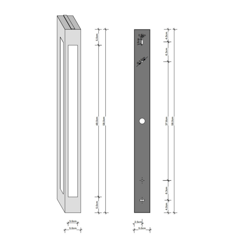 Decor Walther Bloc 60 Светильник настенный 5x10x60см, 1x 2G11 55W, цвет: хром
