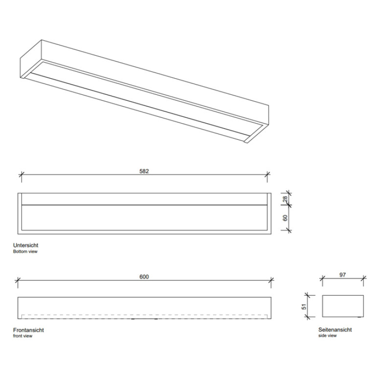 Decor Walther Box 60 N LED Светильник настенный 60x10x5см, светодиодный, 1x LED 32.8W, цвет: золото матовое