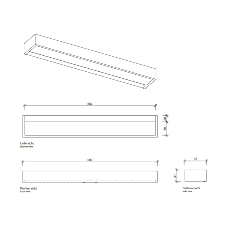 Decor Walther Box 60 N LED Светильник настенный 60x10x5см, светодиодный, 1x LED 32W, цвет: хром
