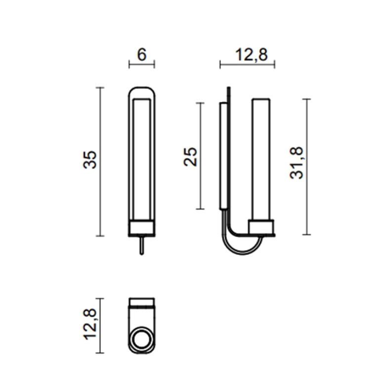 OASIS FLUTE UP Светильник настенный 60х128х350 мм., стекло Rhombus, фурнитура золото