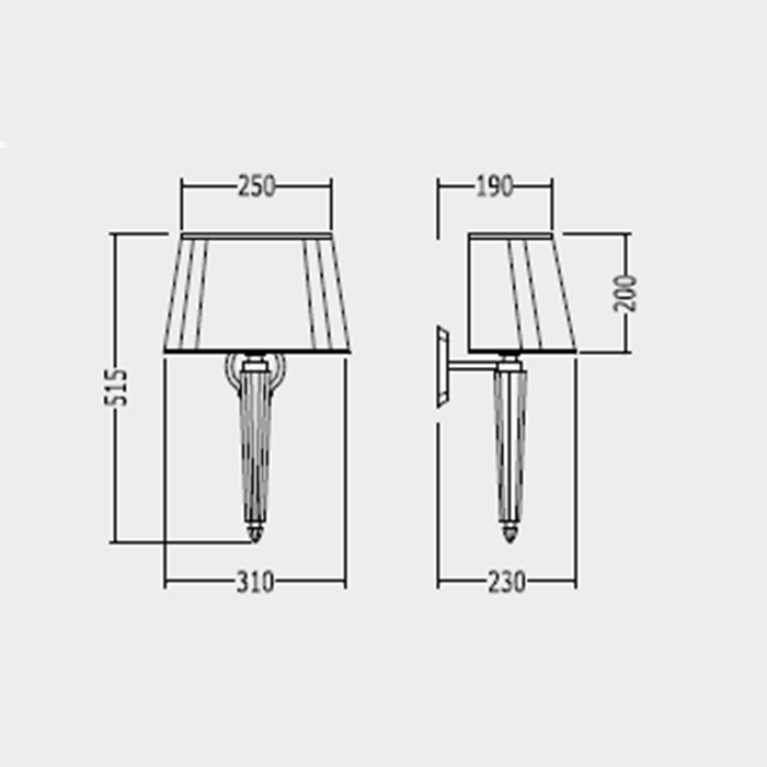 Devon Crystal Светильник настенный с абажуром 31*23*h51,5cм, IP20, фурнитура: хром