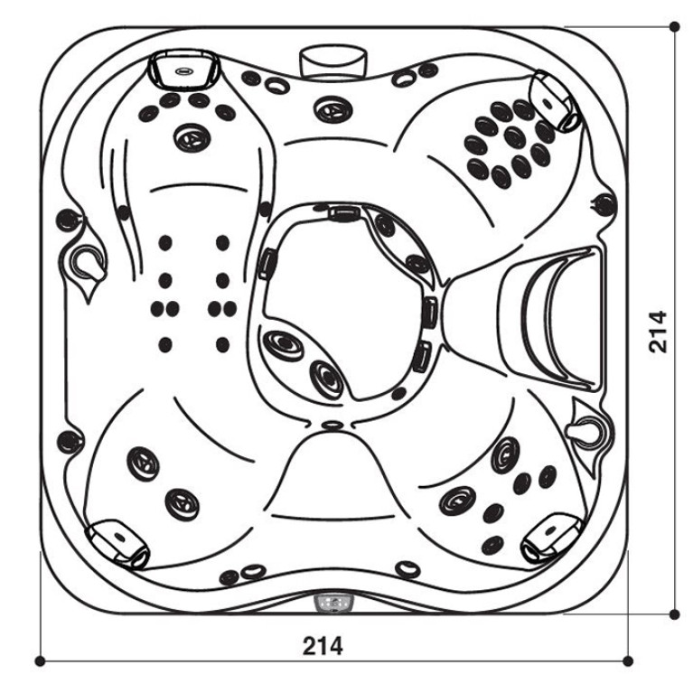 JACUZZI J335 Минибассейн 213,5х213,5х92 см, с внеш. панель  Modern Hardwoo/акрил Platinum, ClearRay PRO3TECT + Ozone,MSFoam (без крышки)