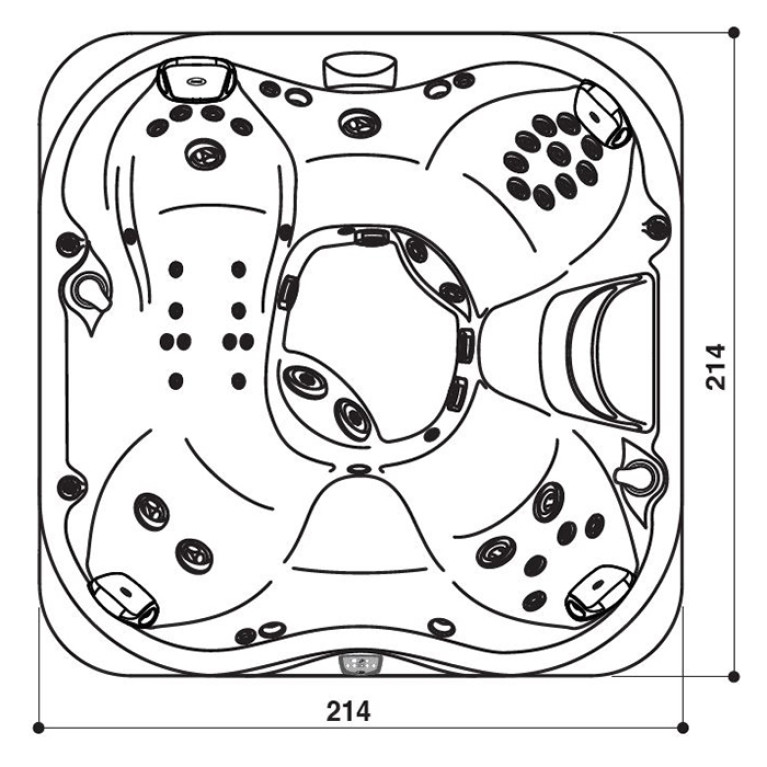 JACUZZI J355  Минибассейн отдельност.Platinum (65), внешняя панель BRUSHED GRAY,  каскад, посветка,нагреватель, массажный подголовник 1шт,без крышки,