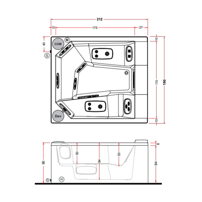 TREESSE QUARZ LIGHT 235 Минибассейн 2350х2150х900 мм., отдельностоящий, с панелями, с крышкой, цвет белый