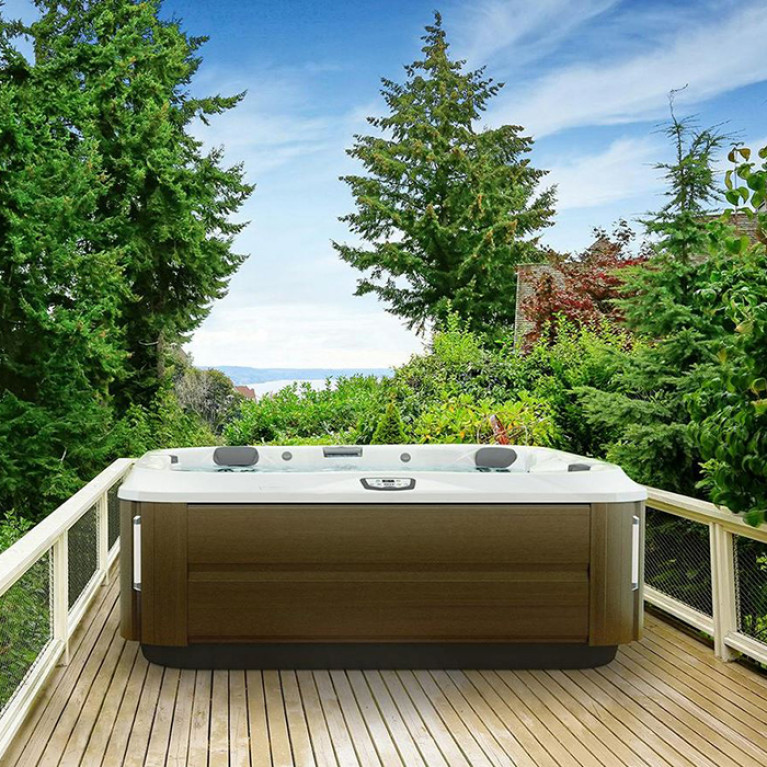 JACUZZI J375 Минибассейн 2310x2310x950 мм., отдельностоящий, Bluewave&trade; Stereo System, панели Modern hardwood, цвет Platinum (без крышки)