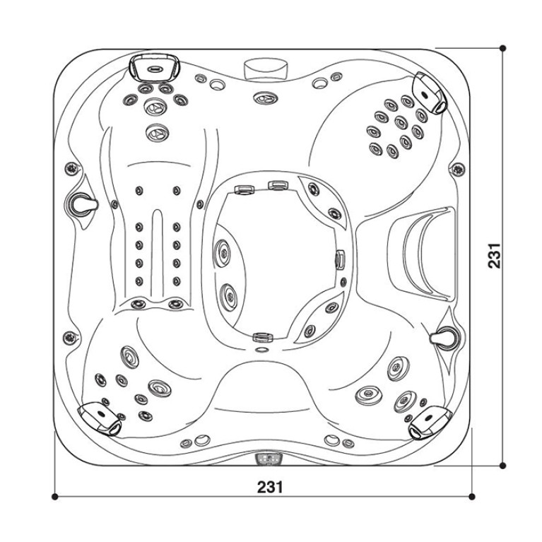 JACUZZI J375 Минибассейн 2310x2310x950 мм., отдельностоящий, Bluewave&trade; Stereo System, панели Modern hardwood, цвет Platinum (без крышки)