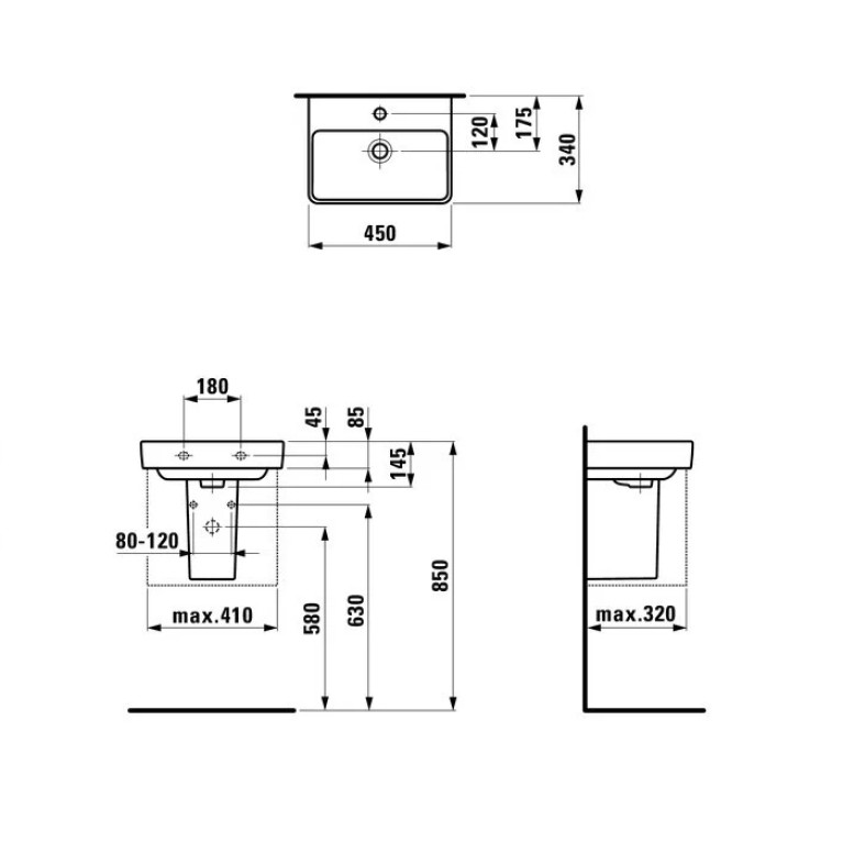 LAUFEN Pro S/Meda Полупьедестал для мини-раковин 8.1596.1/8.1511.1, белый