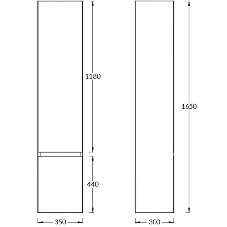 Kerama Marazzi Пенал CUBO подвесной левый 165, белая матовая