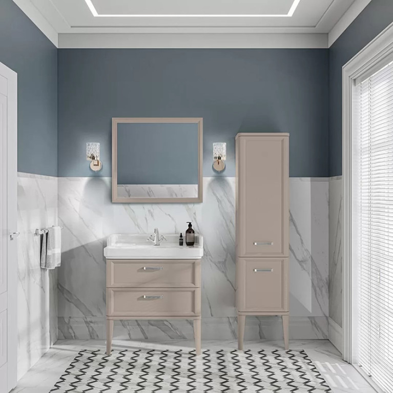 Kerama Marazzi Тумба POMPEI напольная с 2 ящиками 80, камео бежевый глянцевый (замена PO.N.80.2\CAM)