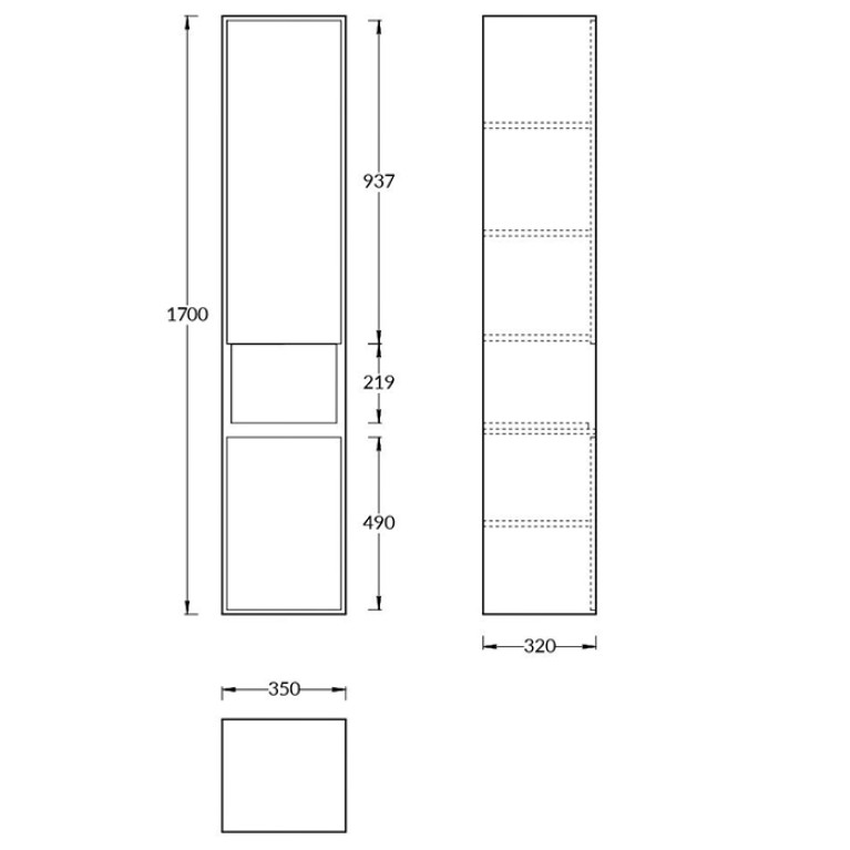 Kerama Marazzi Пенал PLAZA Modern подвесной 170 белый 2 дверцы push  (Цена по Распродаже)