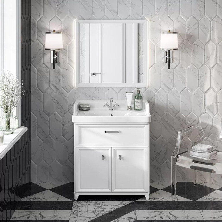 Kerama Marazzi Тумба POMPEI напольная с 3 ящиками 80, белая глянцевая (замена PO.N.80.3\WHT)