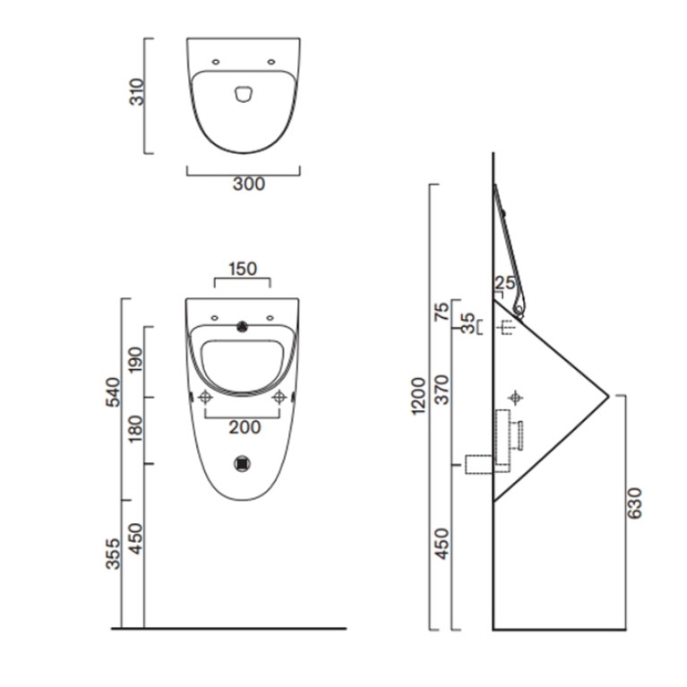 Catalano Писсуар без отв. под крышку Rimless 54x30, покрытие Cataglaze+, цвет белый глянцевый