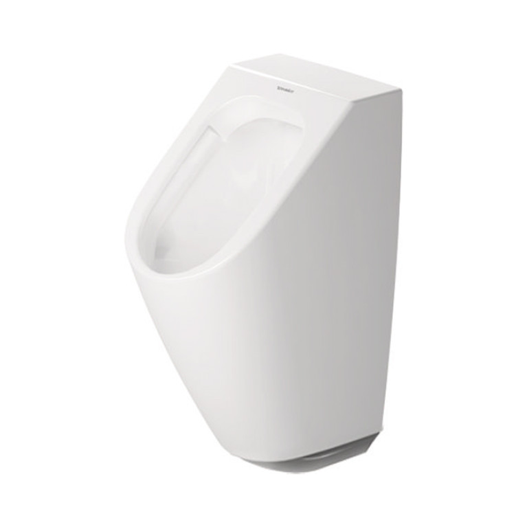 Duravit ME by Starck Писсуар Rimless электронный писсуар с питанием от сети, без смывного края, подача воды сзади, с вытяжкой, сток гориз. без мушки